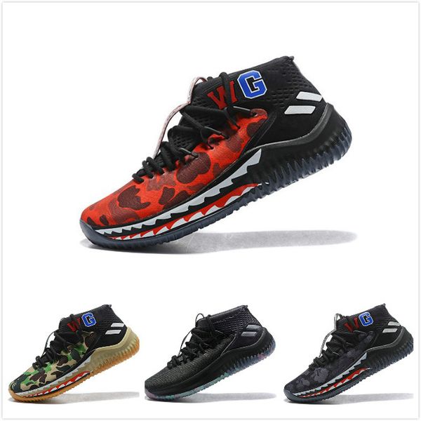 

dame 4 bap shark camo cny men basketball shoes sneakers damian lillard 4s wgm sport green grey red camouflage mens trainer 7-12
