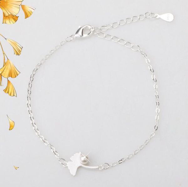 Elegante Frauen Perlenarmband Polieren Charme Ginkgo Biloba Anhänger Armbänder für Mädchen schönes Geschenk Multi-Stil Großhandel freies Schiff