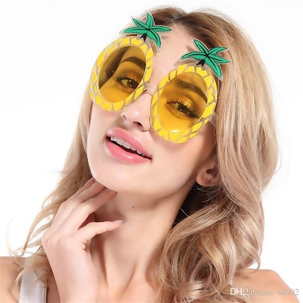 Chegada nova Espetáculos De Plástico Criativo Havaí Abacaxi Forma Engraçado Óculos Para Praia Take Adereços Foto Amarelo Laranja 7 8f BB