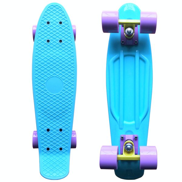 

wholesale-chi yuan pastel skateboard plastic longboard mini cruiser 22" retro skate board complete no assembly required