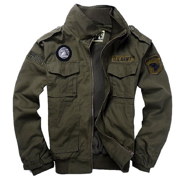 

men's style jackets pilot coat 101st airborne division coats usa army bomber jacket with eagle metal badge, Black;brown