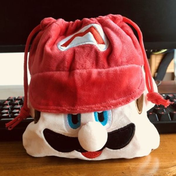 

super mario brothers red handbag drawstring pouch bag makeup bags phone animecartoon, Red;black