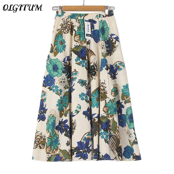 

2018 spring summer casual long floral cotton print skirts fashion long skirts beach skirt print flower for female, Black