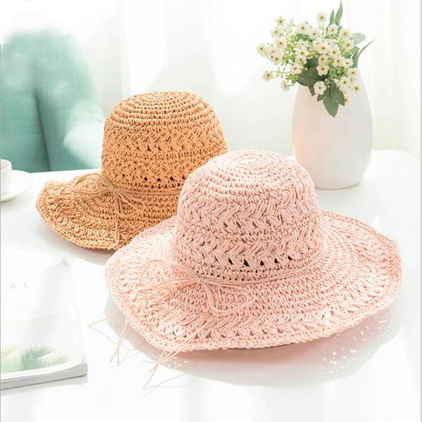 Soleil d/'été Chapeaux Femmes Large Bord Femmes Chapeau De Paille Plage Vacances Filles Panama Cap