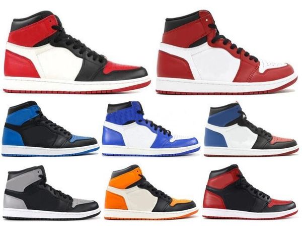 

New 1 High OG Game Royal Banned Shadow Bred Toe Basketball Shoes Men 1s Shattered Backboard Silver Medal Sneakers High Quality