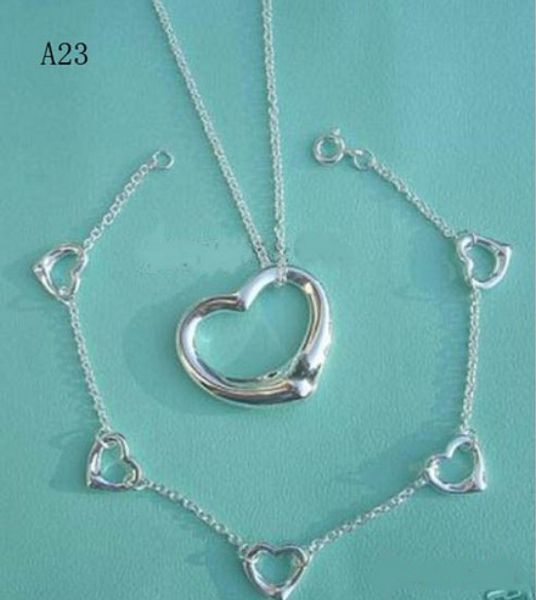 

Hot !!! women Tiffany925 .Silver Necklace Bracelet A23 set A21 suit heart shape with box free shipping