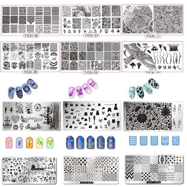 

2018 nail stamping plates yicai,spv,dieshan stamping lacquer plates diy nail art manicure templates stencils polish tools 1pc, White