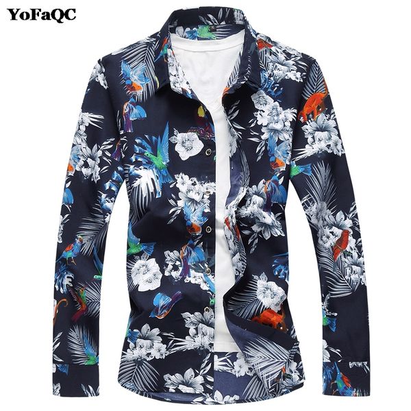 

yofaqc hawaiian men floral shirt long sleeve 2017 new autumn casual men's long sleeve shirt camisa masculina plus size 7xl, White;black