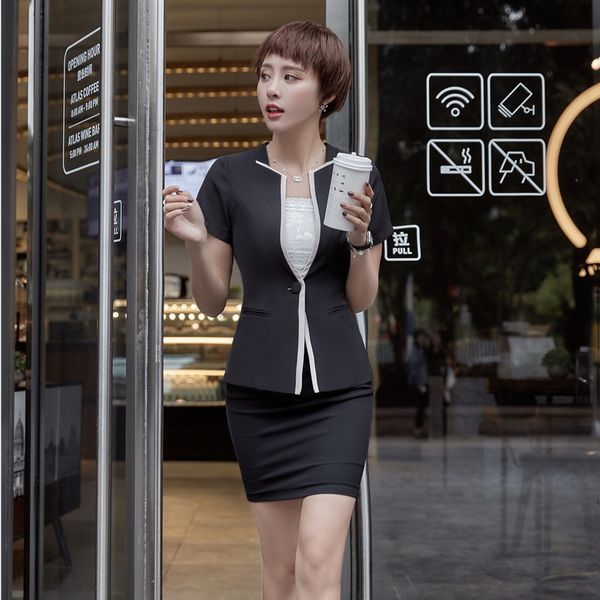 

summer formal female skirt suits for women blazer and jacket sets ladies business suits office uniform designs styles, White;black