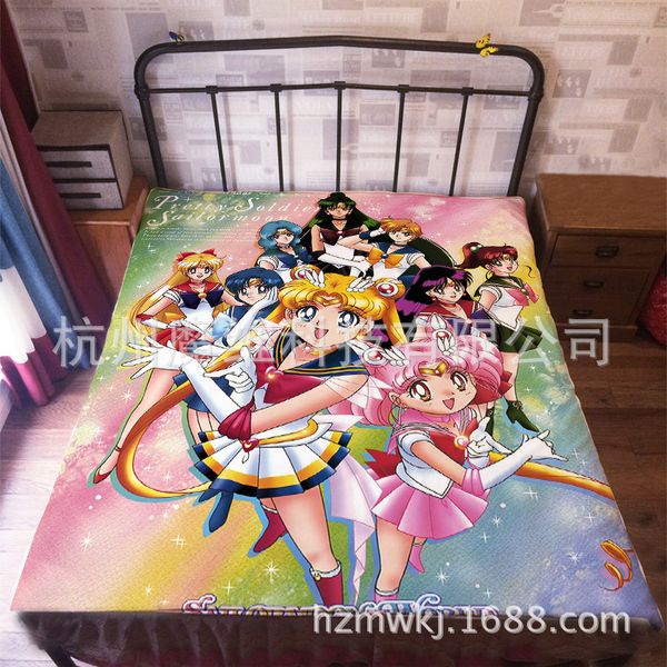 

120*200cm japan anime sailor moon flannel blanket on bed mantas bath plush towel air condition sleep cover bedding