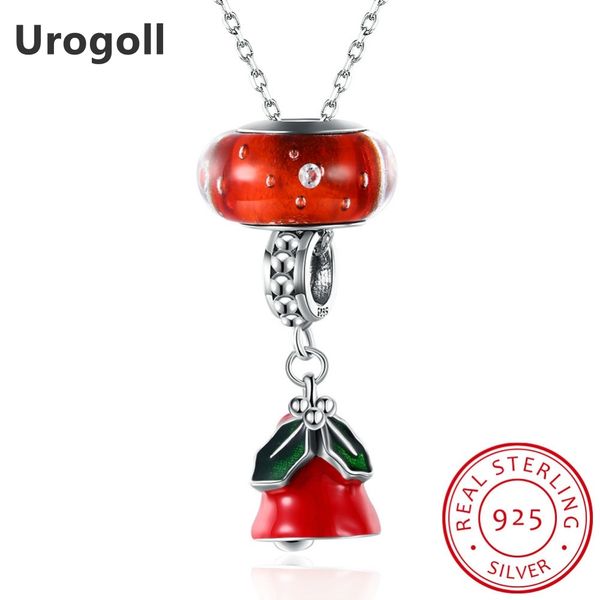 

new long rolo chain necklaces red christmas bells pendant necklaces for women sterling silver jewelry collares wholesale