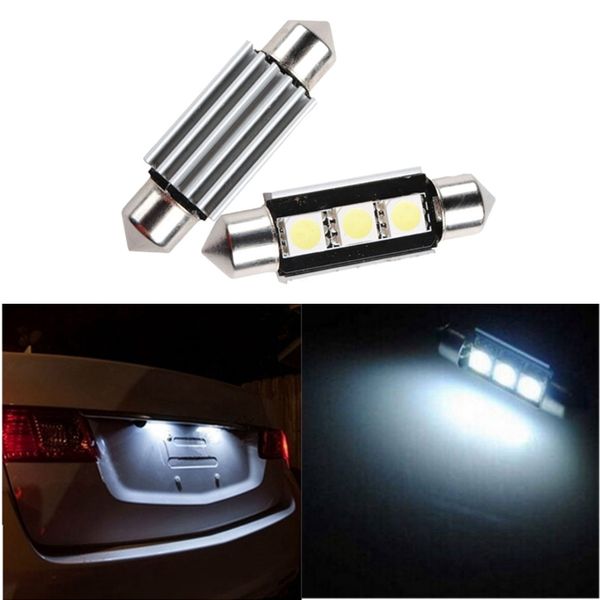 

100x car lights 36mm bulb 3 5050 smd led festoon light canbus error c5w auto lamp bulb white dc12v