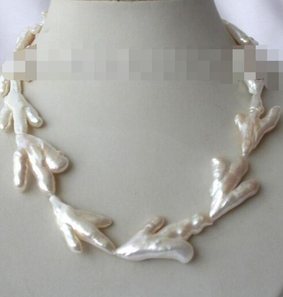 

yanh002640 stunning big baroque white freshwater cultured pearl necklace 16inch, Silver