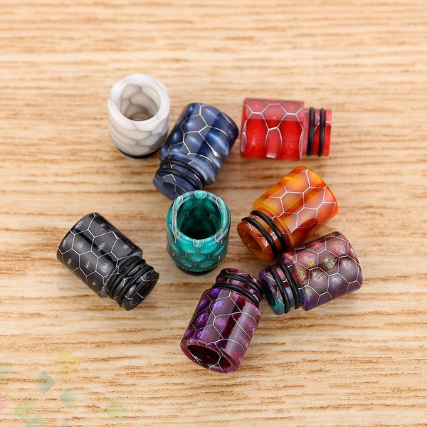 

510 Snake Skin Resin Drip Tip Colorful honeycomb Mouthpiece for TFV8 Baby 510 Atomizer with Acrylic packaging DHL Free