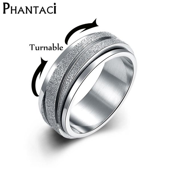 

spinner fashion stainless steel punk ring jewelry for men women silver color anniversary ring wholesale, Golden;silver