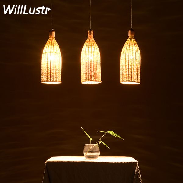 

handmade natural bamboo pendant lamp dinning living room suspension light handmade wicker lighting l hall restaurant bar hang lighting