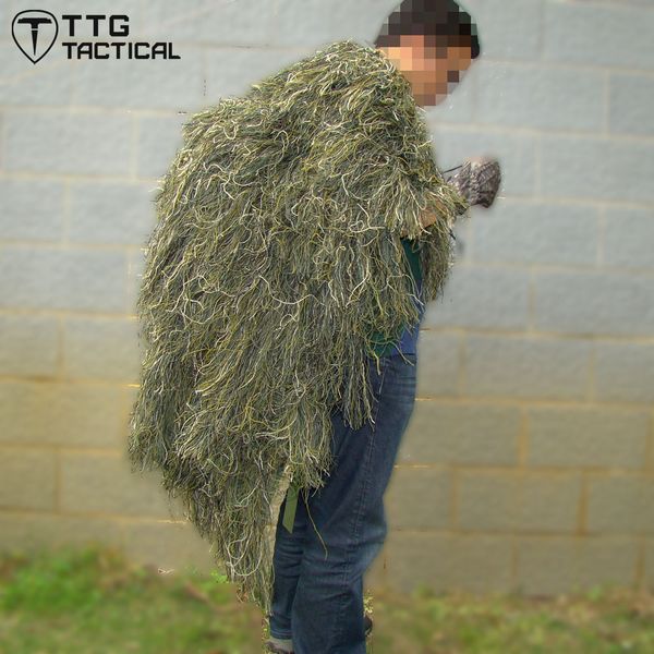 

ttgtactical sniper ghillie poncho camouflage tactical sniper ghillie cape woodland & desert, Camo