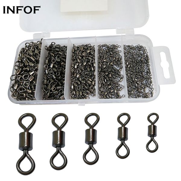 

infof brand 500pieces/box 10boxes swivels fishing hook connector rolling swivel 2#/4#/6#8#/10# stainless steel feeder carp fishing tackle