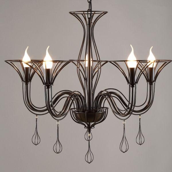 Acheter Style Américain Fer De Cage à Oiseaux Lustre Creative 6 Tête De Lampe Pour Restaurant Chambre Lampes Suspendues Rétro Hôtel Ingénierie G135 De