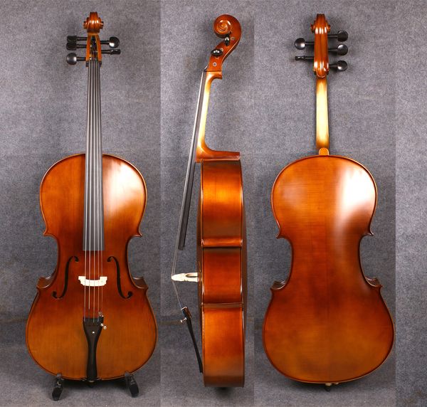 Yinfente 4/4 5 corde Violoncello Full size Abete rosso Legno di acero Parti di violoncello in ebano Arco per borsa gratuito Fatto a mano