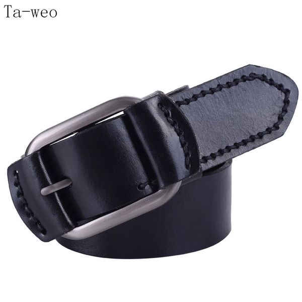 

ta-weo casual men's cowhide leather belts students jeans waistband, fashion belts for men, Black;brown