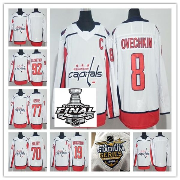 

#8 Alex Ovechkin Washington Capitals 2018 Stanley Cup Final Caps Hockey jersey 43 Tom Wilson 77 T.J. Oshie Nicklas Backstrom stitched Jersey
