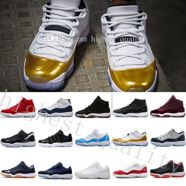 

new 11 xi basketball shoes men women 11s olympic gold bred space jam 11s concords xi moon landing sneakers size us 5.5-13 eur 36-47