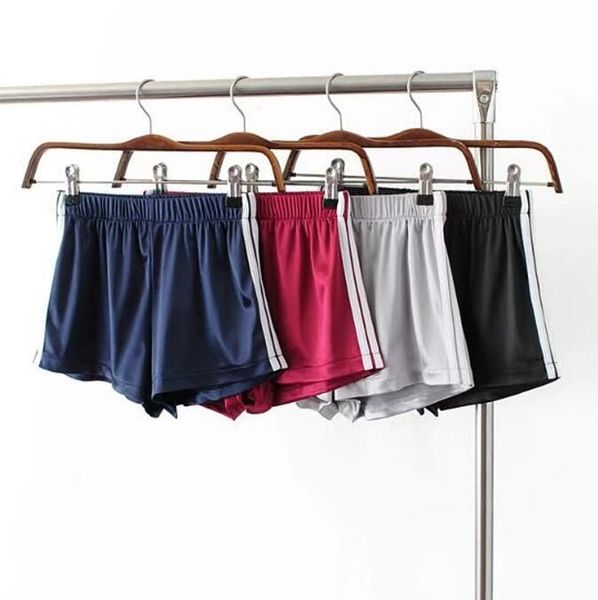 

new exercise fitness shorts women loose casual elastic high waist side white striped satin pantalones cortos mujer, White;black