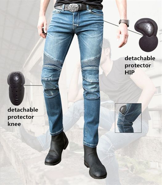 

uglybros featherbed-ubs02 straight blue jeans men's motorcycle pants locomotive protective pants racing size:28-40