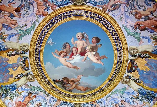 

stereoscopic wallpaper cute little angel play zenith non-woven wallpaper ceiling