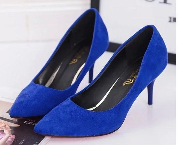 

send 2018 new style spring pointed end fine heel high heel woman shoes@02, Black