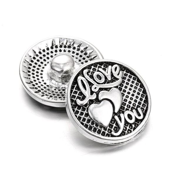 

10pcs 2018 new snap jewelry love you snap fit 18mm snap bracelet women love button jewelry, Bronze;silver