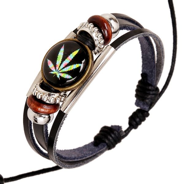 

new handmade beaded leather bracelet wholesale retro jewelry factory direct sales fashion cool gift, Golden;silver