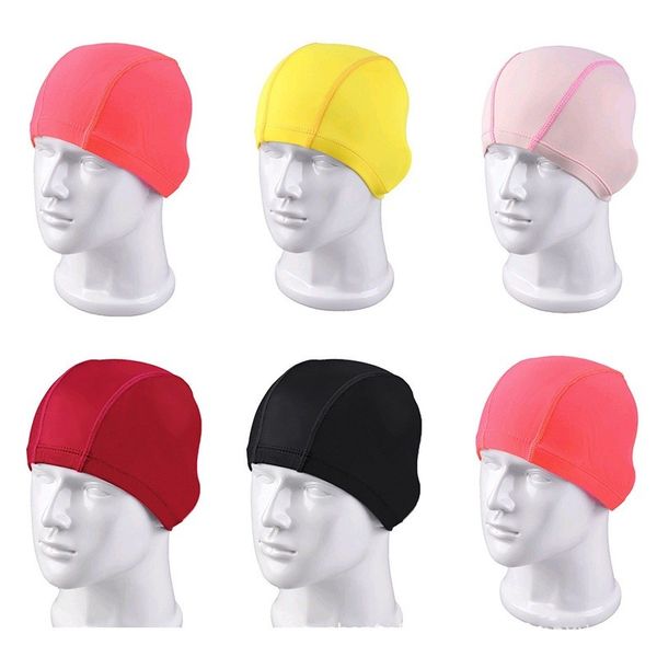 

1pcs kids solid swimming cap silicone swimming hats waterproof children caps men pure color swimming cap, Yellow