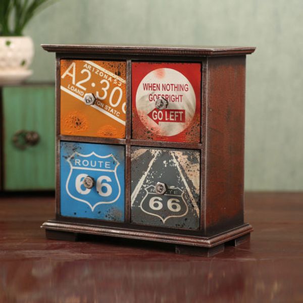 2019 Retro Wooden Drawer Style Storage Cabinet Finishing Storage