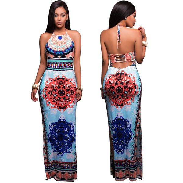 

back dress bohemia positioning printing night dress 6002, Black;gray