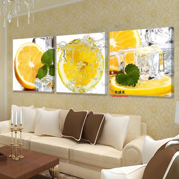 

3 panel wall art painting lemon picture oil paintings modern fruit kitchen pictures for living room hd print canvas no frame
