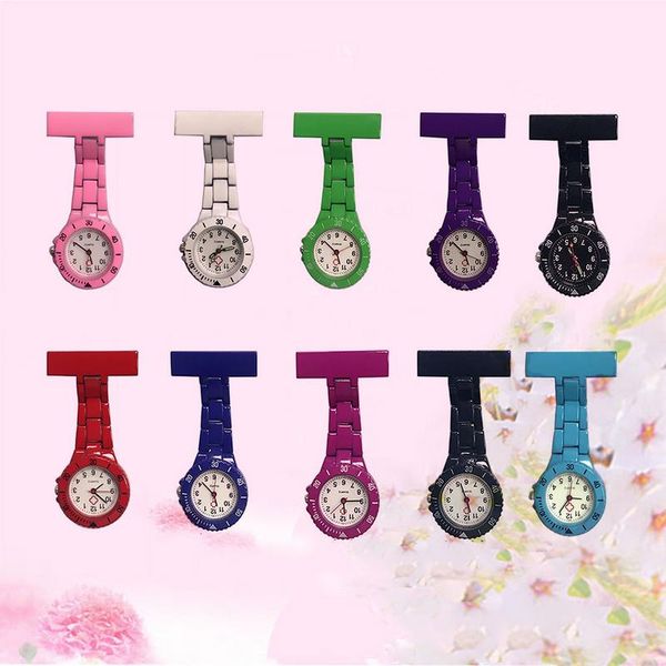 

new nurses watches doctor portable fob watch brooches silicone tunic batteries medical nurse watch quartz with clip, Slivery;golden