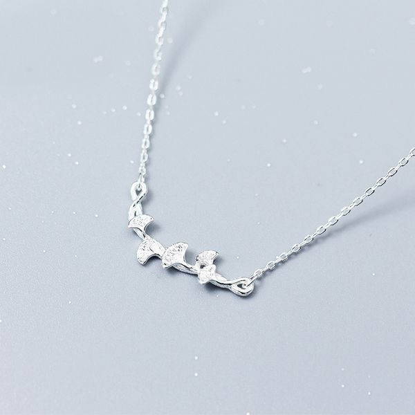 

mloveacc real solod 925 sterling silver ginkgo branch pendant necklaces for women fashion silver clavicular chain necklace