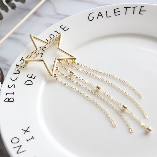 

выдалбливают золото пентаграмма луна кисточкой кулон женщины шпилька мода аксессуары для волос простой стиль волос край клип dc126, Golden;silver