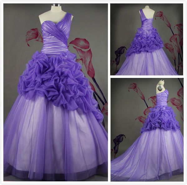 

ball gown wedding dresses actual images dresses one shoulder organza bridal gowns custom made bridal dress, White