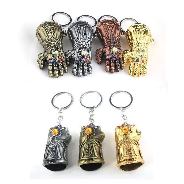 

marvel movie the 3 infinity war keychain thanos infinity energy gem gauntlet keyring axe pendant woman men jewelry, Silver