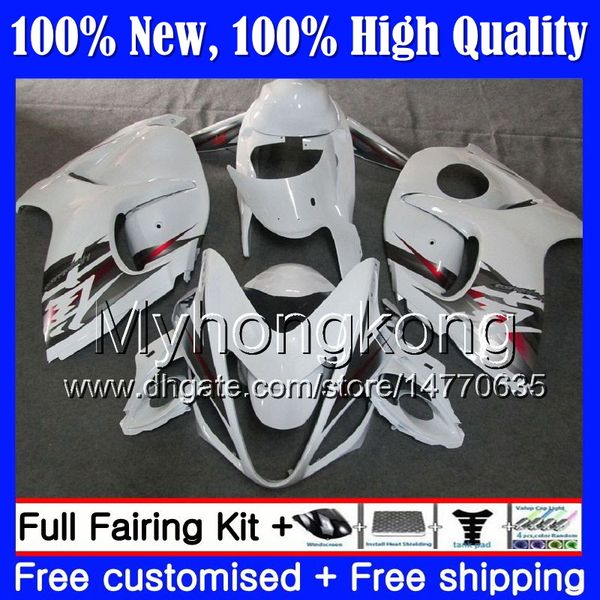 Corpo Branco brilhante Para SUZUKI Hayabusa GSXR1300 2008 2009 2010 2011 19MY82 GSXR 1300 08 09 10 11 GSX R1300 12 13 14 15 Carenagem Carenagem