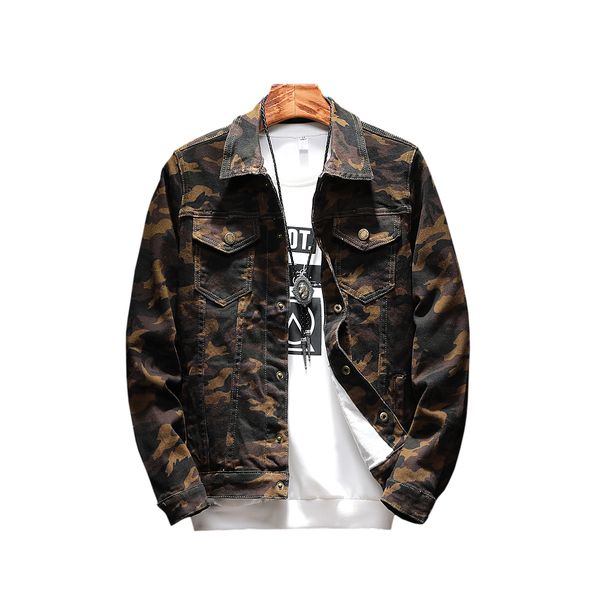 

fashion casual denim jacket men's plus size m-5xl 2018 spring new wild camouflage jungle style fashion slim denim jacket men, Black;brown
