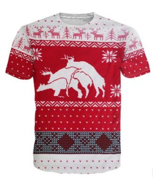 

elk christmas t-shirt, short sleeve men's wear, Gray;blue