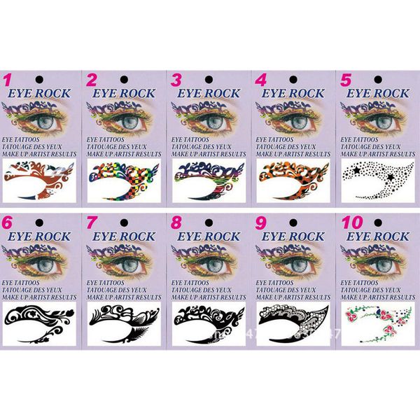 

10 pair/set exclusive styles party makeup eye rock face tattoo waterproof disposable eye shadow sticker performance party tattoo