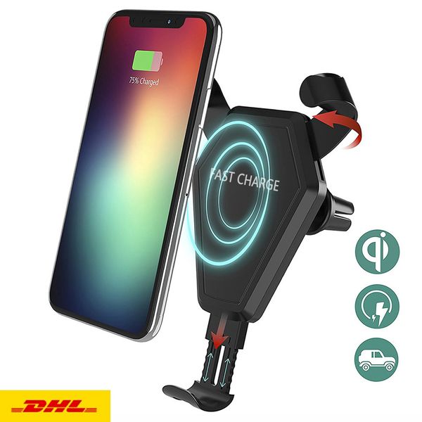 

car mount qi wireless charger for iphone x 8 plus quick charge fast wireless charging pad car holder stand for samsung s8 s8+