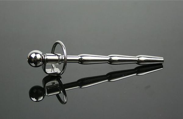 Dispositivi di castità Plug uretrale maschile in acciaio inossidabile Dilatatore uretrale Stretching Plug a foro passante # T65