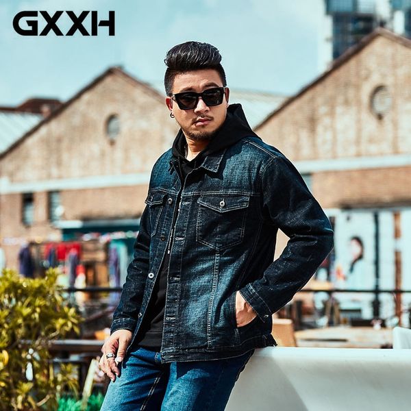 

plus size 2018 autumn tide brand men's oversize casual loose denim jacket large size wash jeans multi-pocket trendy jacket coat, Black;brown