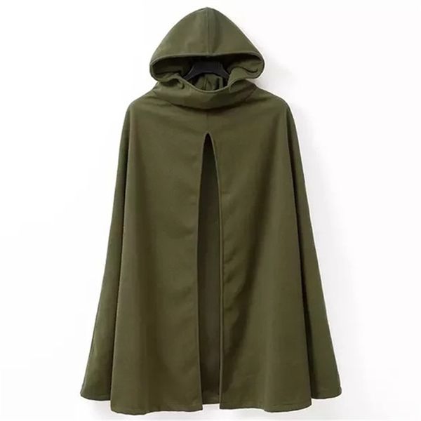

2018 fashion clothing vintage loose cape casual cloak hooded coat spring elewomen toyouth long wool korean coat, Black